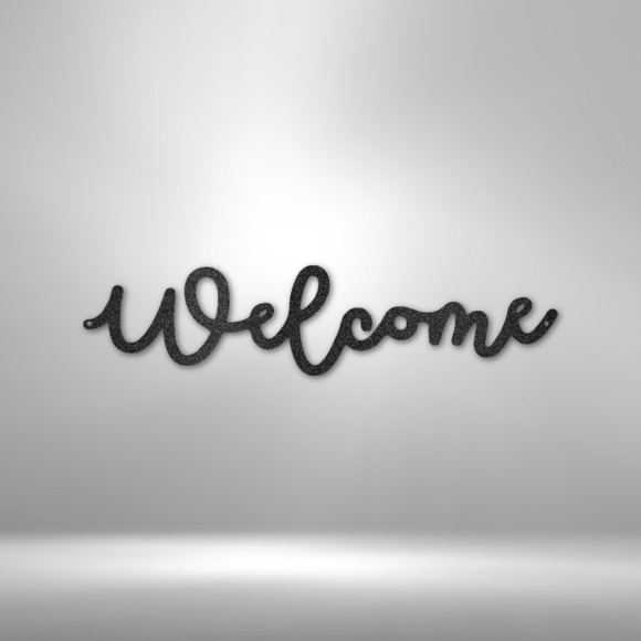 Welcome Script Steel Sign Laser Cut Powder Coated Home & Office Metal Wall Decor